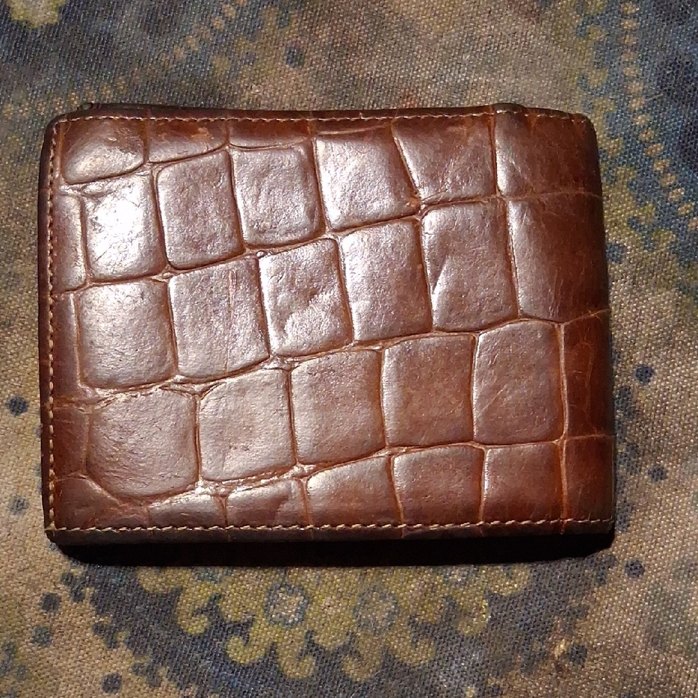Dior Brown Leather Crocodile Pattern Card Holder